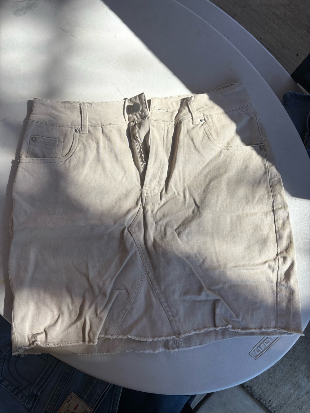 Charlotte Russe Neutral Beige Denim Mini Skirt